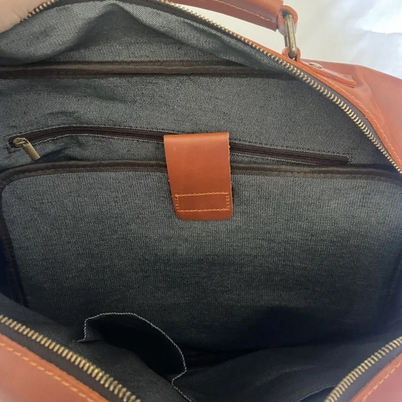 Men’s Leather Soft Brown Leather Laptop Bag with Multi-Pockets . - Picture 6 of 15